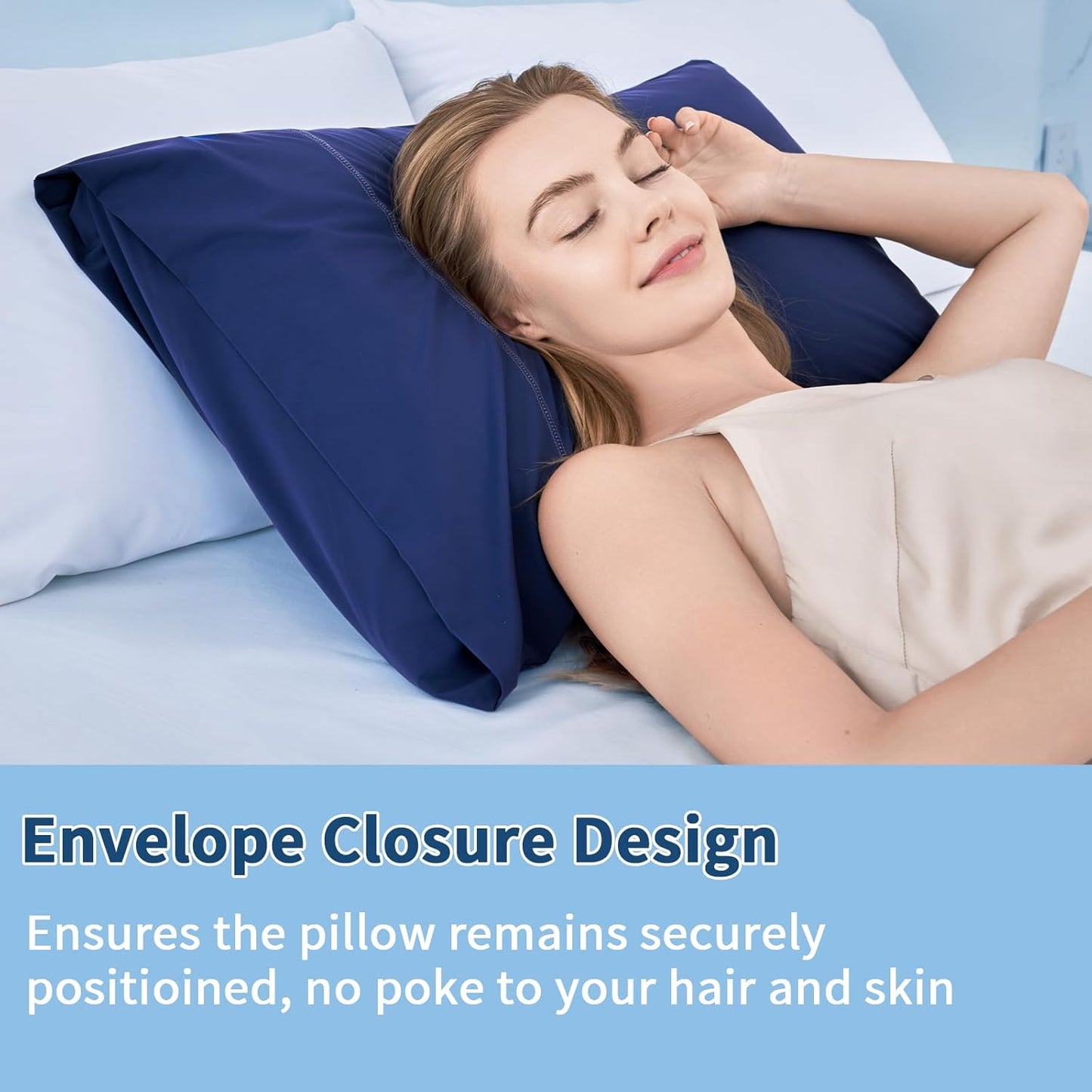 Cooling Pillow Cases King Size Set of 2, Ice Cool Silky Pillow Covers for Hot Sleepers & Night Sweats, Reduces Wrinkles & Frizz Softer Like Silk Pillow Cases, Royal Blue, Christmas Stocking Stuffers