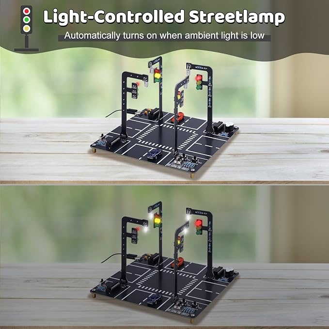 MIOYOOW LED Traffic Light Simulation Soldering Practice Kit, DIY Traffic Signal Light Circuit Board Soldering Kit with Sounds, STEM Educational Electronics Projects for Home and School Learning