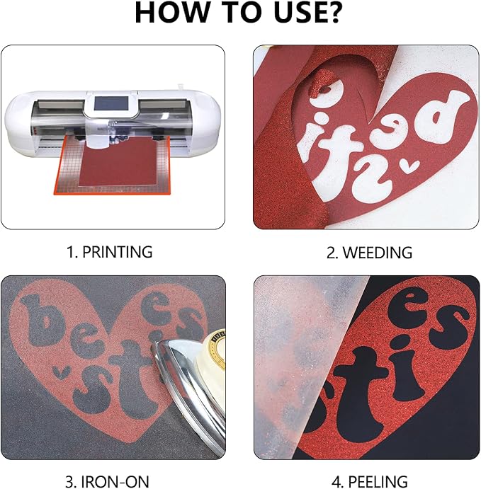 guangyintong Heat Transfer Vinyl Glitter Royal Red HTV Rolls, Glitter HTV Vinyl