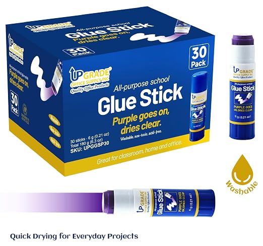 Upgrade Office Supply Glue Sticks, Washable Non Toxic,