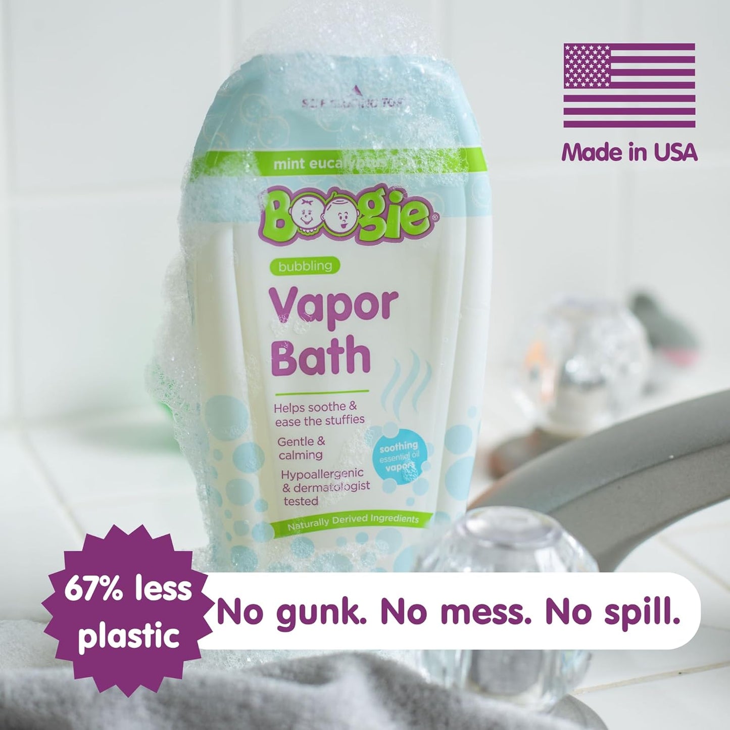 Boogie Kids Botanical Bubble Bath, Soothing Vapor, Made with Plant Extracts, Natural Essential Oils, Mint Eucalyptus, 16 oz (Pack of 1)