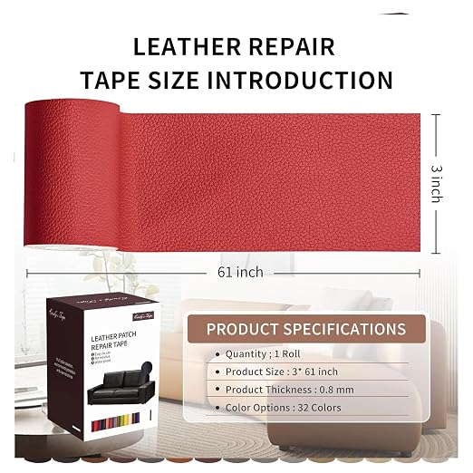 Leather Repair Patch Tape, Car Seat, Vinyl Leather Repair Kit