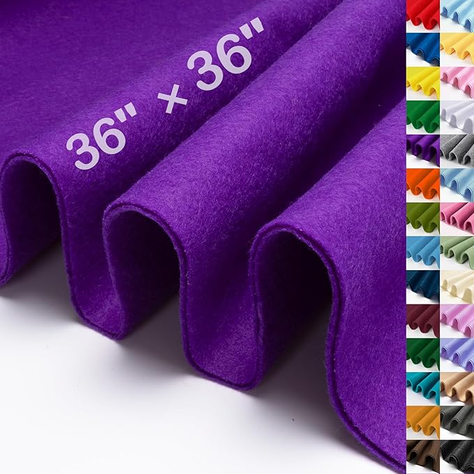 XSEINO Purple Large Felt Fabric 36" X 36 ", 1.4 mm Thick Soft Felt Fabric Sheet