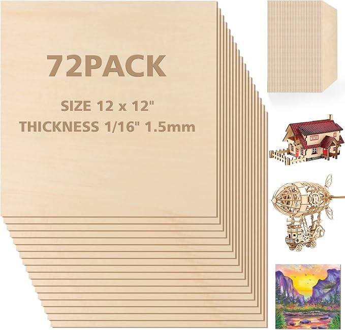 Adrattnay Basswood Sheets 1/16 x 12 x 12 inch