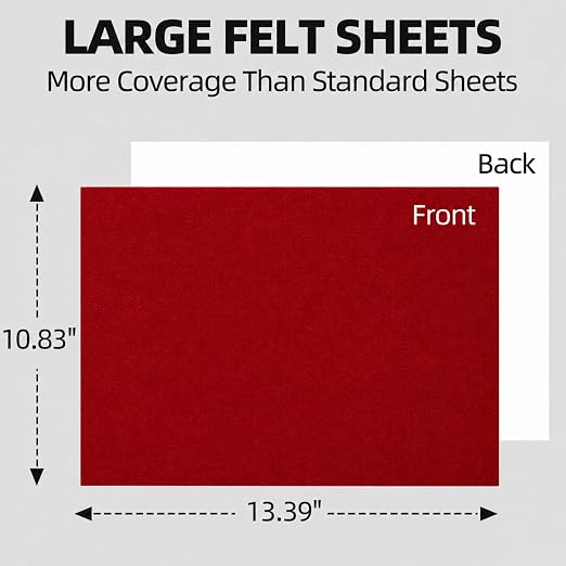 6PCS Large Self Adhesive Felt Sheet, 13.4"x10.8", 2mm Thick Stiff Felt Fabric
