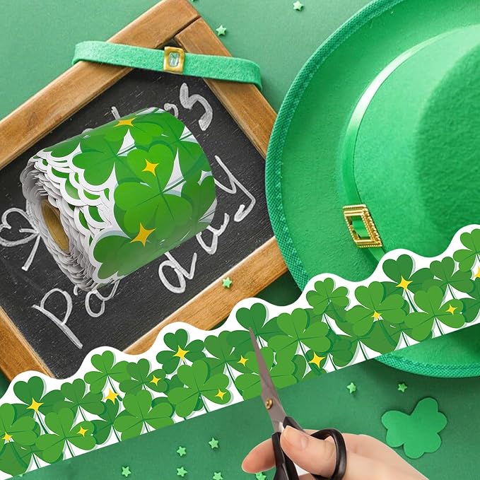 69Ft St. Patrick's Day Shamrock Bulletin Board Borders Irish Paper Bulletin