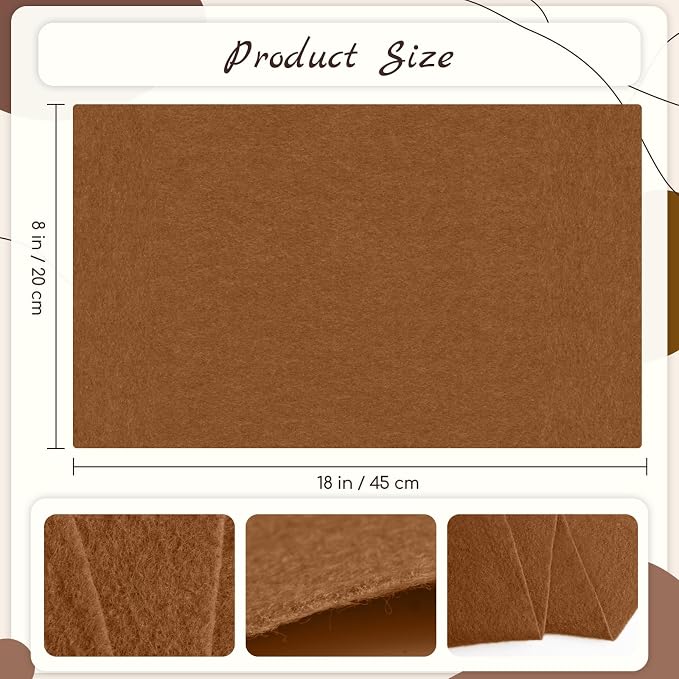 16 Pcs 8x18in Soft Felt Fabric Sheets, 16 Assorted Brown Colors Felt Pack