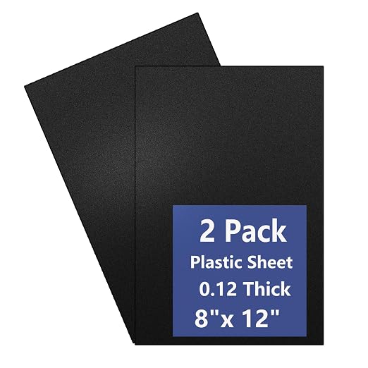 2 Pack Black Plastic Sheet 8x12x0.12 in Flexible High Tensile Plastic Sheets