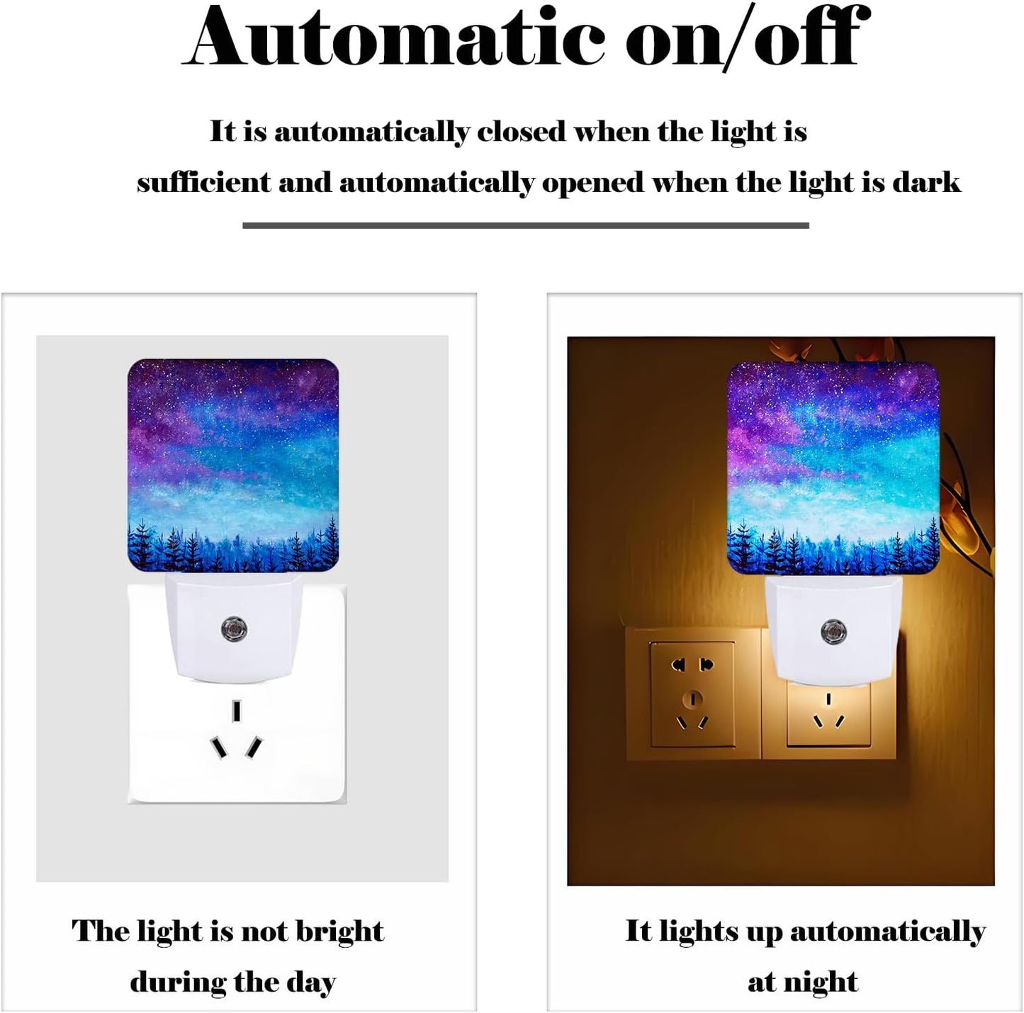 Starry Sky Forest Night Light,Plug Into Wall Decor for Stairway,Hallway,Kitchen,Dusk to Dawn Sensor Nightlights for Boys/Girls/Women/Men Room Gifts