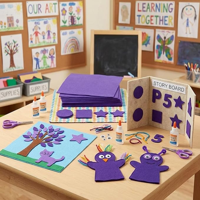 HaoFeiJH 6 Pcs Soft Purple Felt Fabric Sheets