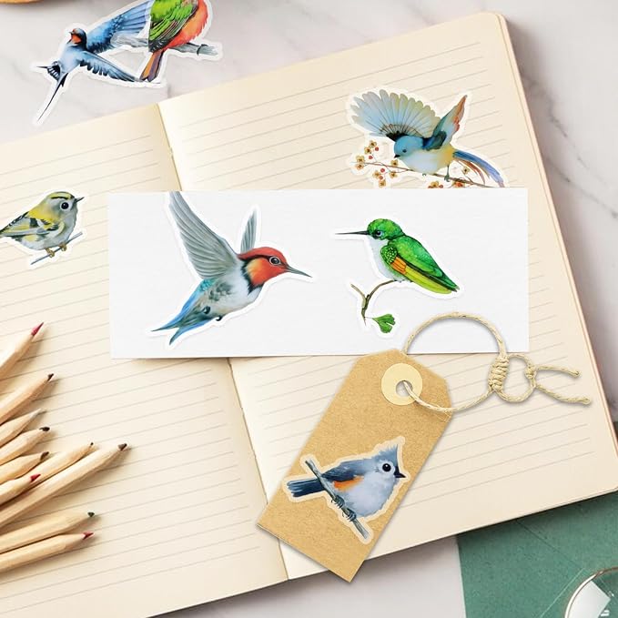 Imeepa 40Pcs Bird Stickers Transparent Scrapbooking Stickers | PET Vintage Bird