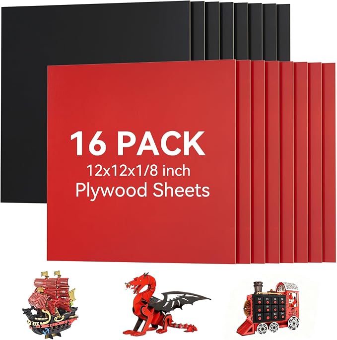 16 Pack Pre-Painted Colored Plywood Sheets, DIY Crafts, Gifts & Holiday