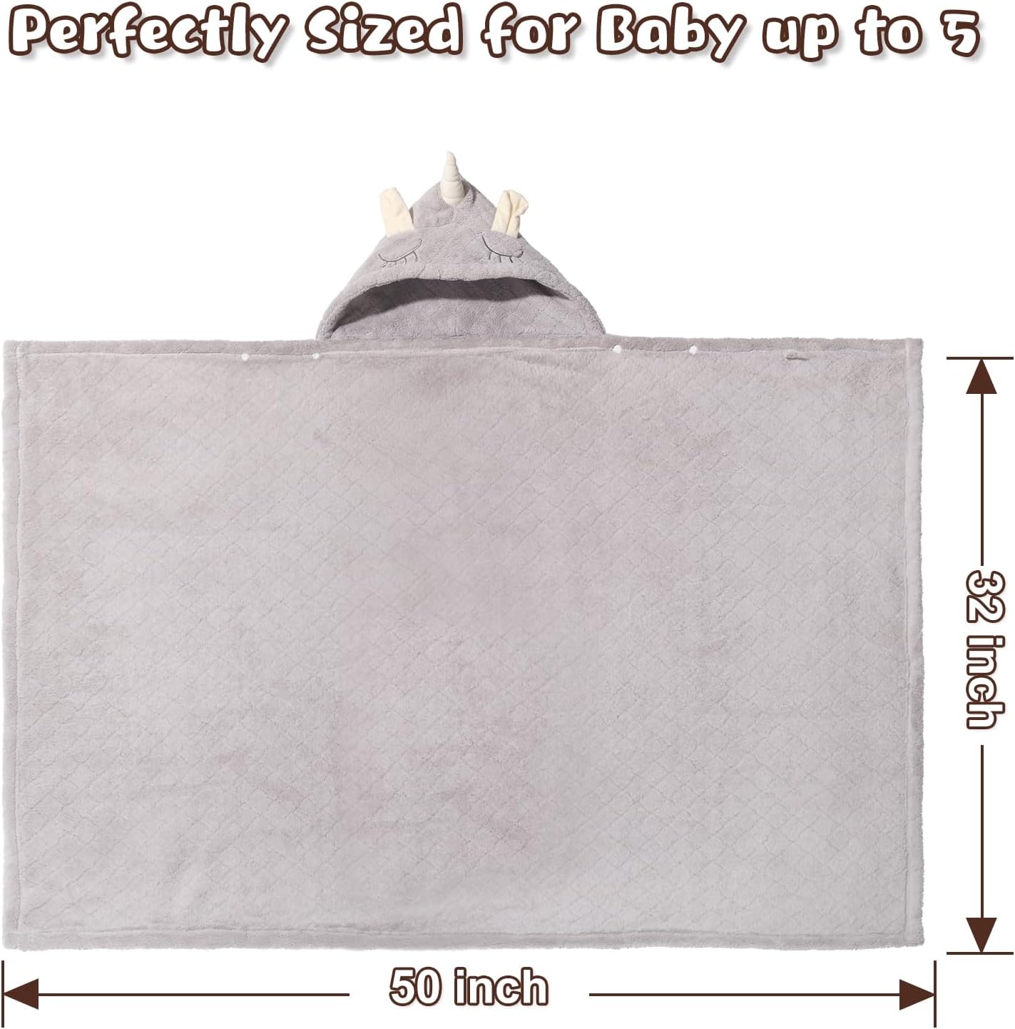 Toddler Towels for Boy 1-5,2 Pack 50" x 32" Baby Hooded Towel Boys, Ultra Thick and Soft Absorbent for Kids Cozy and Warm,Bath Essential for Newborn, Infant, Brown Bear& Gray Unicorn