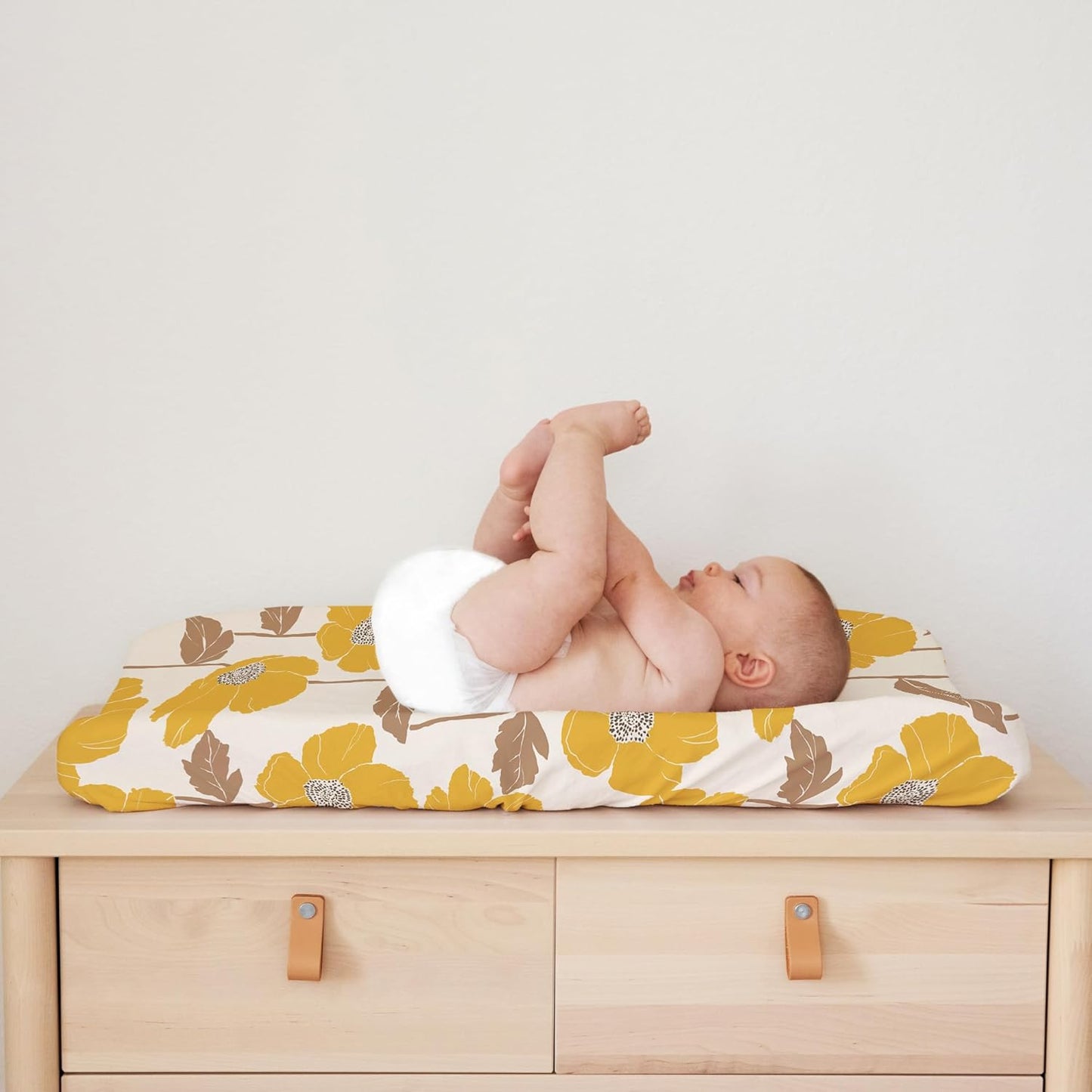 Baby Changing Pad Cover 2-Pack for Girls (Poppy Fields) - Premium Fitted Sheets Baby Diaper Changing Table Cover - Buttery Soft Cotton Blend