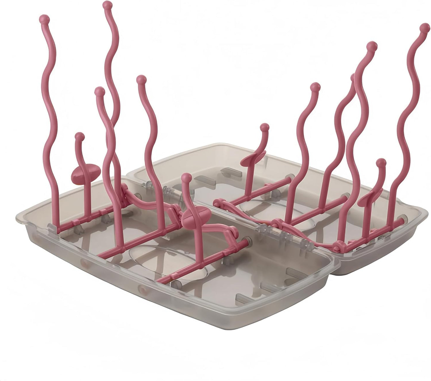 Collapsible Baby Bottle Drying Rack, Bottle Dryer Holder for Bottles, Teats, Cups, Pump Parts and Accessories (Pink)