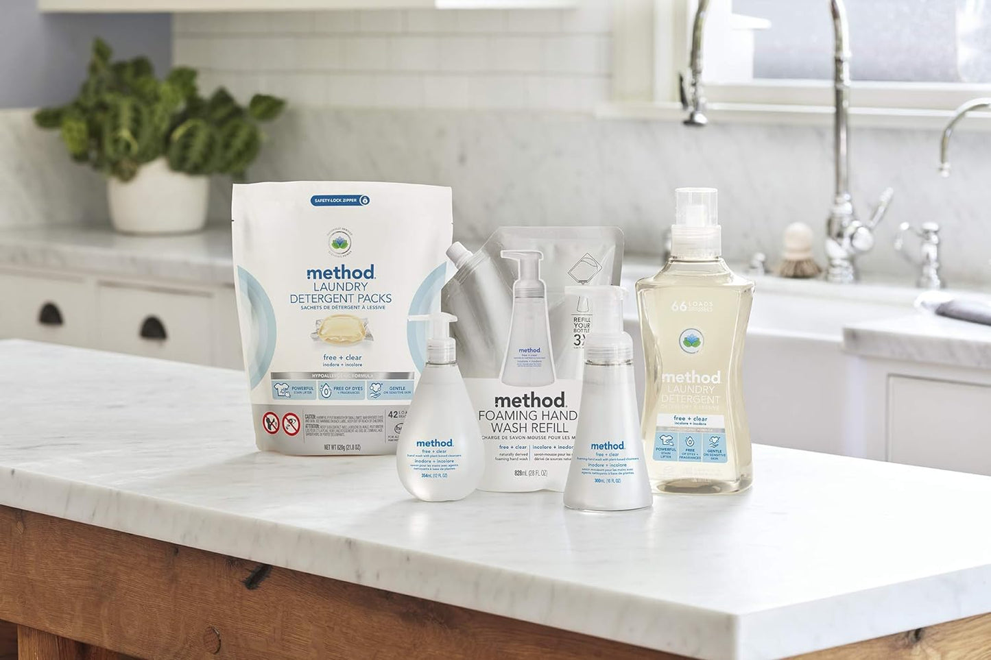 Method Liquid Laundry Detergent; Fragrance Free + Clear; Stain Remover; 66 Loads per 53.5 fl oz bottle; (Pack of 1)