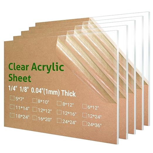 5 Pieces 11 x 14” Clear Acrylic Sheet Plexiglass