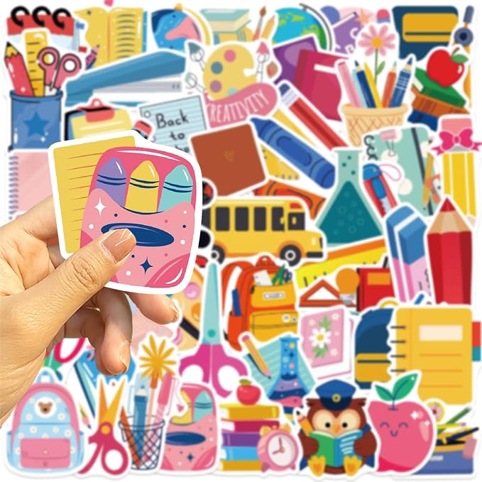 Back to School Stickers 50 pcs School Stickers Students Teacher Science