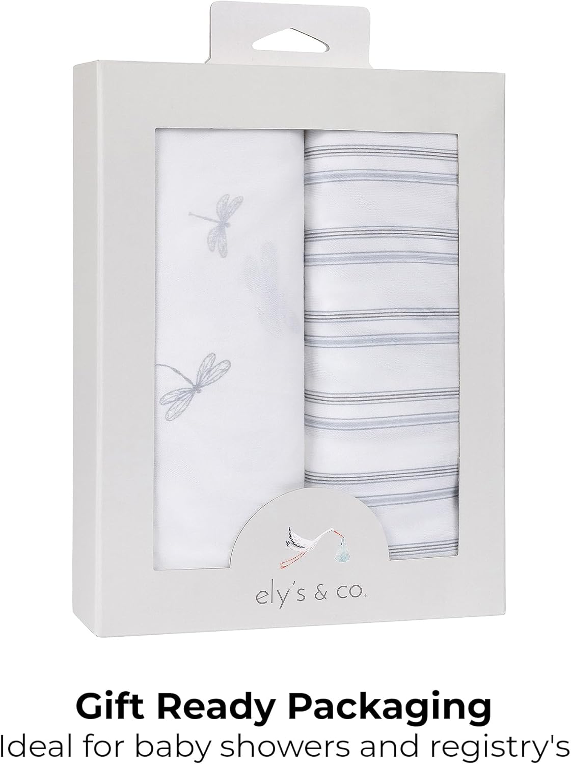 Ely’s & Co. Bassinet Sheets, Baby Boy Fitted Bassinet Mattress Sheet Set - 2 Pack, 100% Jersey Knit Cotton, fits Oval, Hourglass and Rectangle Mattress, 32”x16”x3” Blue Dragonflies + Stripes