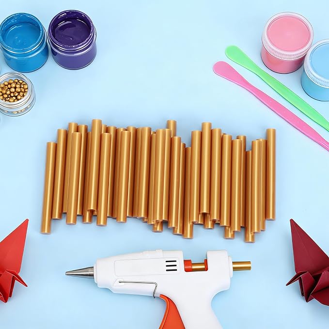 72 Pack Metallic Gold Hot Glue Sticks Full Size, 0.43x4 in Sealing Wax Sticks