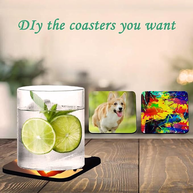 100 PCS Sublimation Blank Cup Coasters Bulk, 4x4 Inch Square Blank Cup Mat
