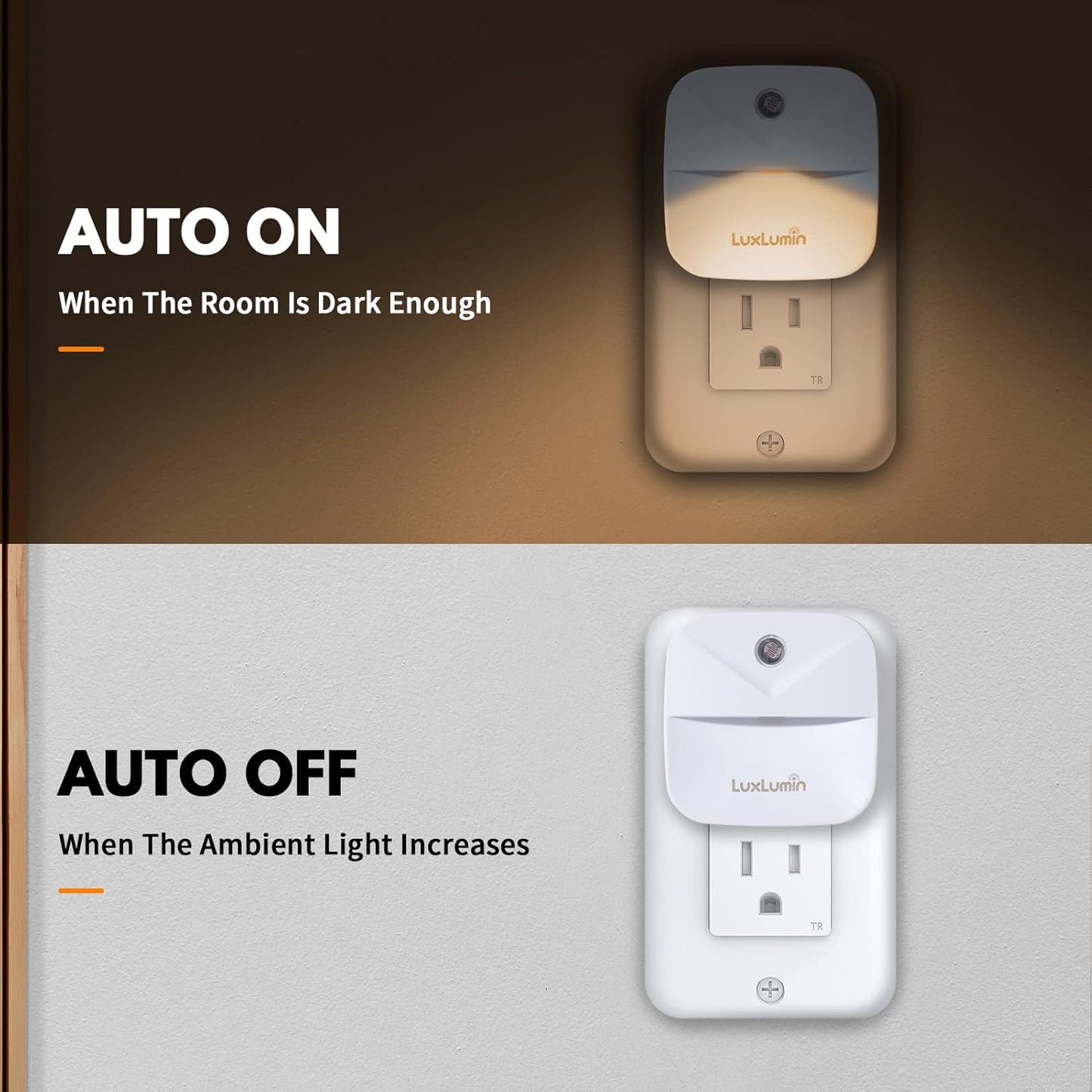 LED Night Light Plug into Wall with Smart Dusk to Dawn Sensor, Automatically Turn on and Off,Night Light for Kids,Bedroom,Bathroom,Stairs,Warm White, 4 Packs