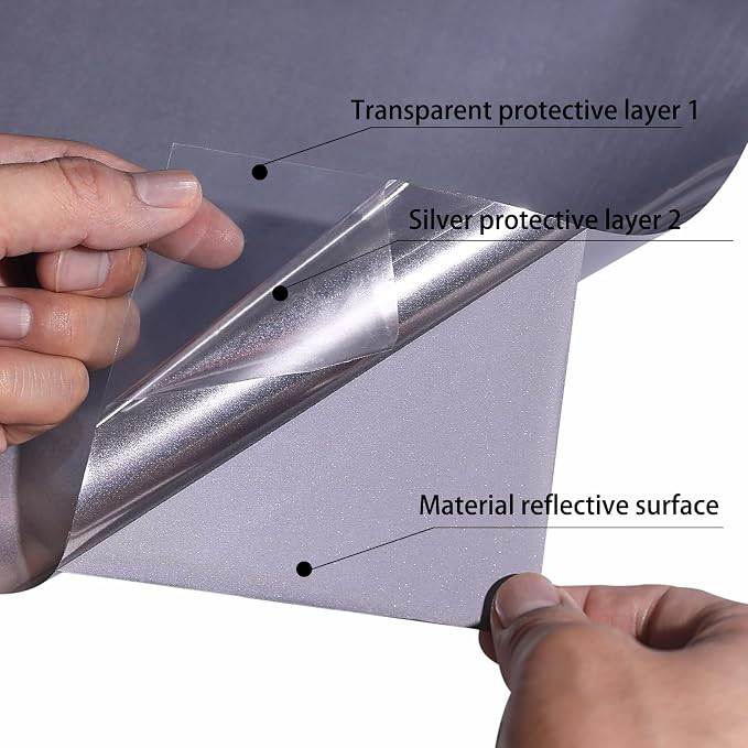 Reflective HTV Reflective Heat Transfer Vinyl Silver Gray Vinyl Rolls 12Inch x