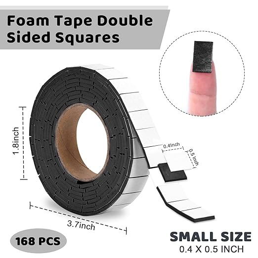168 PCS Foam Tape Craft Double Sided Precut 3/4 X 1/2 Inch 3D Adhesive Foam