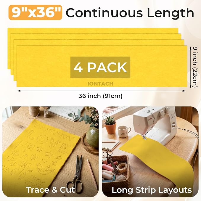 IONTACH 9" X 36" Soft Felt Sheets 1.6mm Thick | Acrylic Felt Fabric