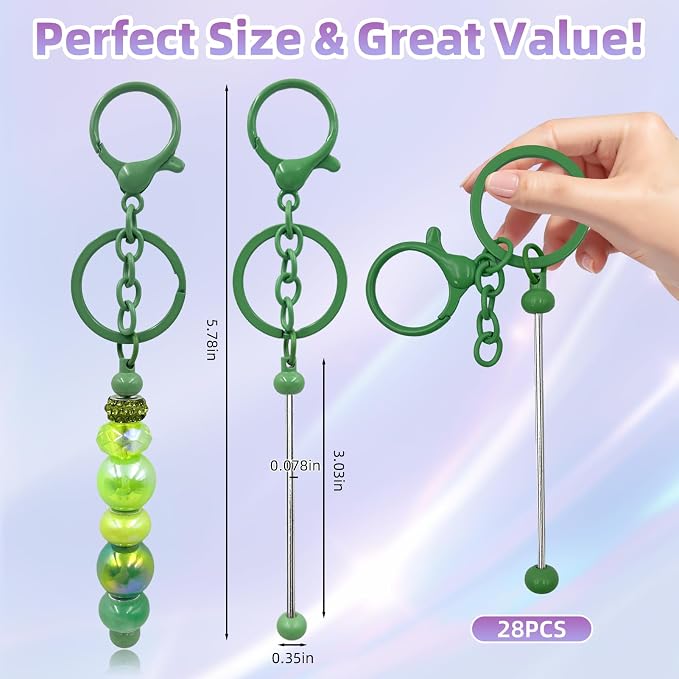 28 Pcs Beadable Keychain Bars