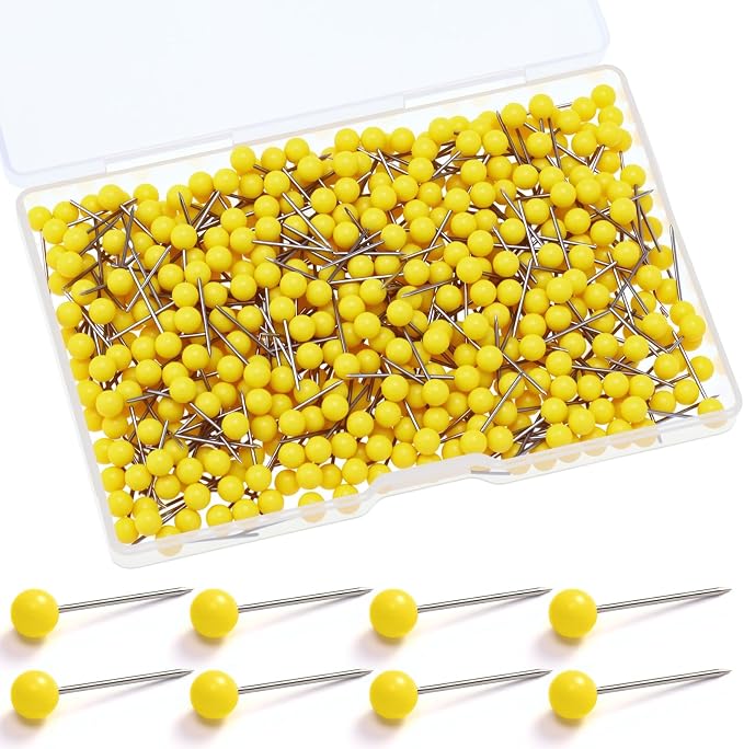 WILLBOND 500 Pack Map Push Pins Map Tacks Small Round Head Push Pins Thumb Tacks
