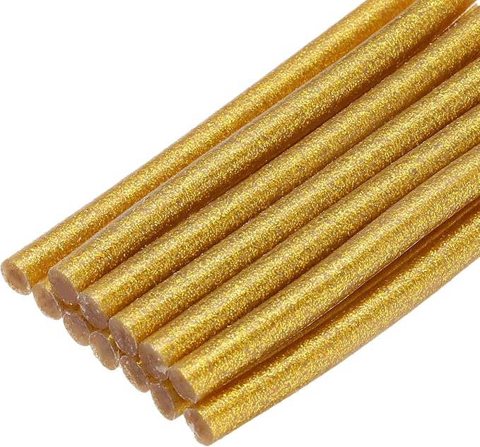 uxcell Mini Hot Glue Sticks for Glue Gun 7mm x 100mm Glitter Gold 12pcs