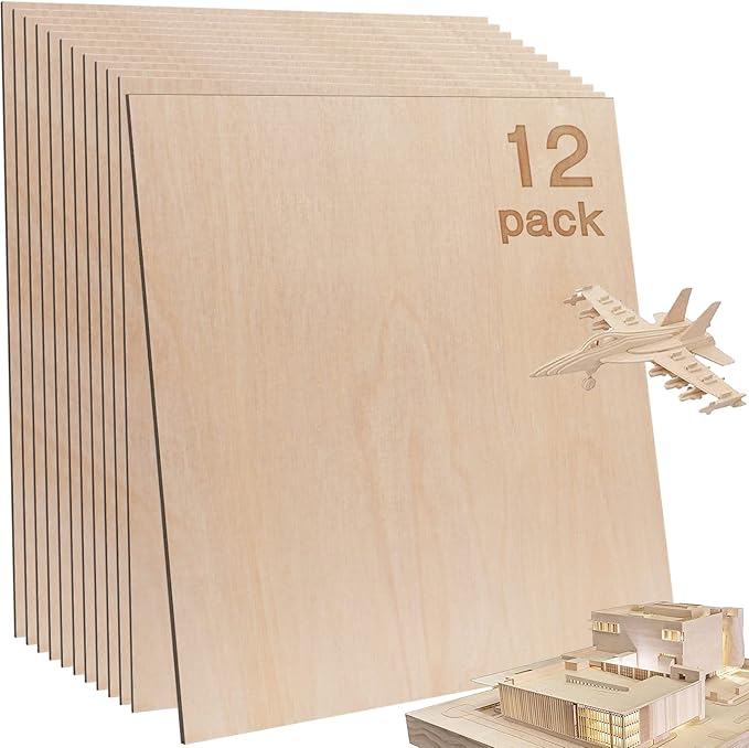 12 Pcs Baltic Birch Plywood, School DIY Projects, CNC Cutting, and Wood Burning