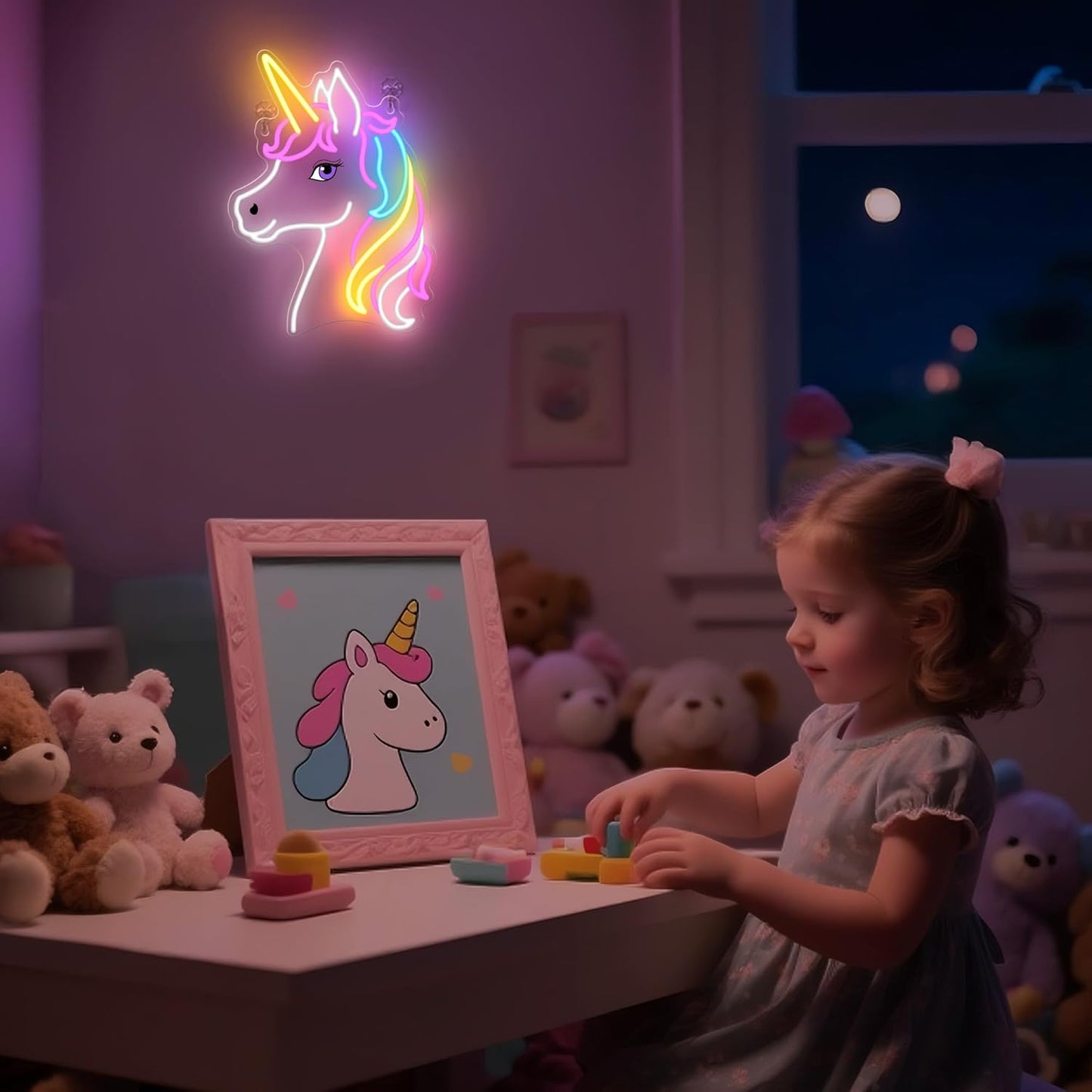 Unicorn Neon Sign, Unicorn Lamp Wall Decor, Dimmable Birthday Party Decorations for Home, Patio, Garden, Restaurants, Hotels, Stores, Clubs, Gift for Friends, Family and Kids