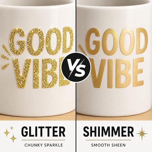 Glitter Permanent Vinyl, 8 Pack 12" x 10" Sparkle Glitter Adhesive Vinyl Sheets