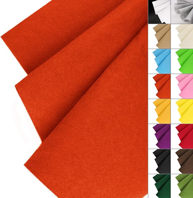 IONTACH 36" X 36" Orange Stiff Felt Fabric 1.2mm Thick | Felt Sheet