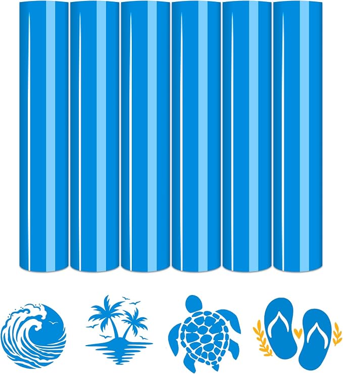 Tintnut Malibu Blue Heat Transfer Vinyl, 6 Sheets 12×10in Iron on Vinyl |