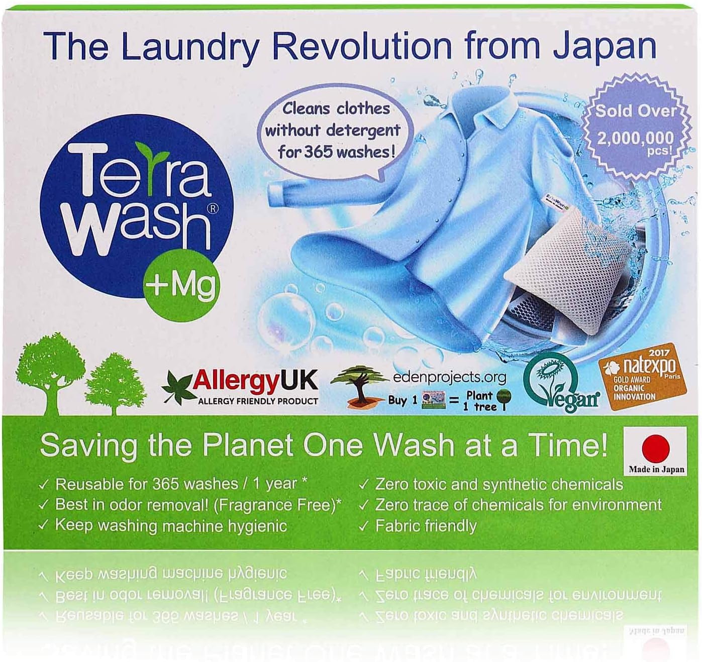 Eco Friendly Laundry Detergent [Made in Japan] Sensitive Skin Hypoallergenic Laundry Detergent, Organic Unscented Baby Natural Detergent Alternative [Reusable for 365 washes]