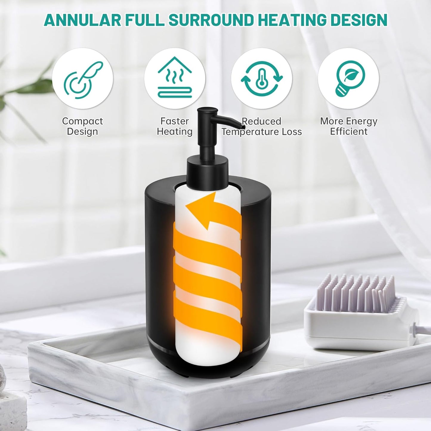 Massage Oil Warmer Bottle Professional Electric Lotion Digital Heater for SPA, Portable Oil Warmer Heated Cream for Beauty Salon Home, with Gradient Atmosphere Lamp, ℃/℉ Switchable Display