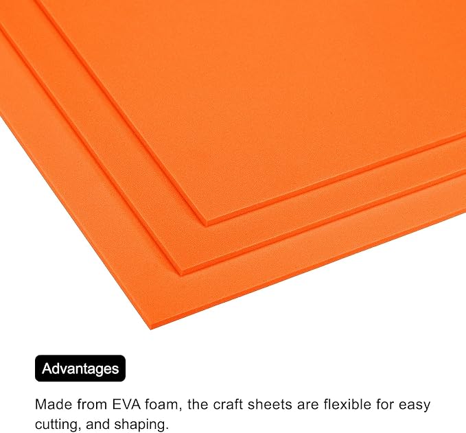 MECCANIXITY EVA Foam Sheets Orange 9.8 Inch x 9.8 Inch 3mm Thick Crafts Foam