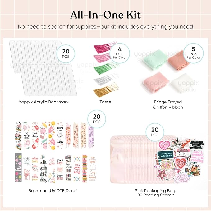 180 Pcs Acrylic Bookmark Blanks- 20 Set Bookmark Making Kit
