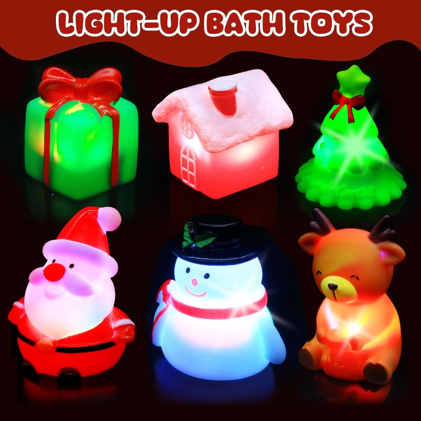 Christmas Bath Toys for Toddlers 1-3: 6 Packs Light-Up Floating Baby Toddler Kids Bath Toys Set for Boys & Girls Christmas Birthday Xmas Gifts - Bathtub Bath Toy for Children Preschool