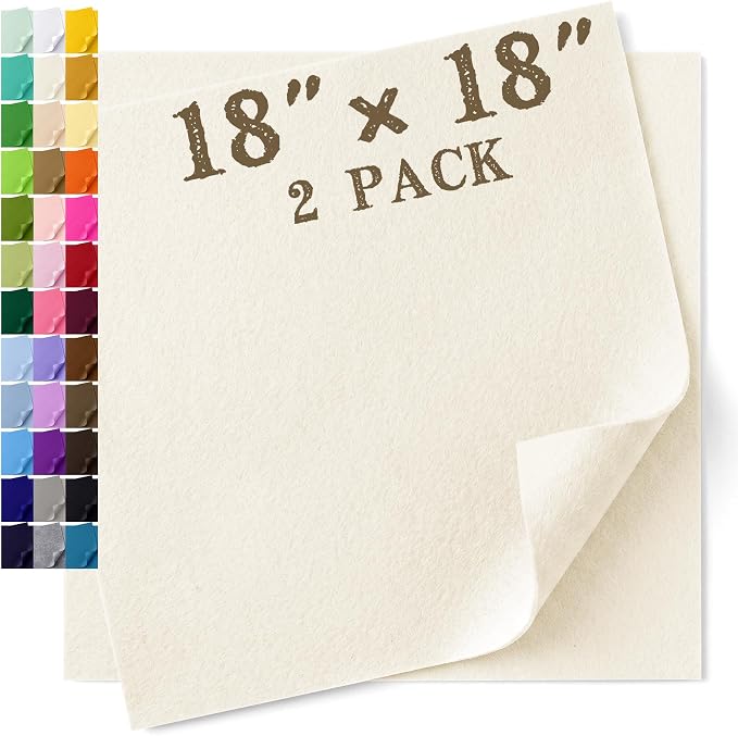 Felt Fabric Sheet 18 x 18 Inch, 1.6mm Thick | Soft and Flexible Nonwoven