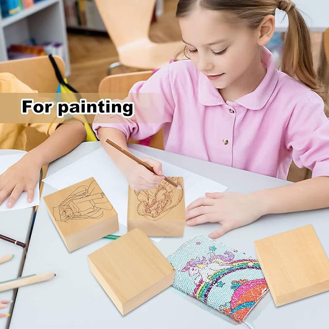 6PCS 4x4x2 inch Basswood Carving Blocks, Unfinished Wood Blocks