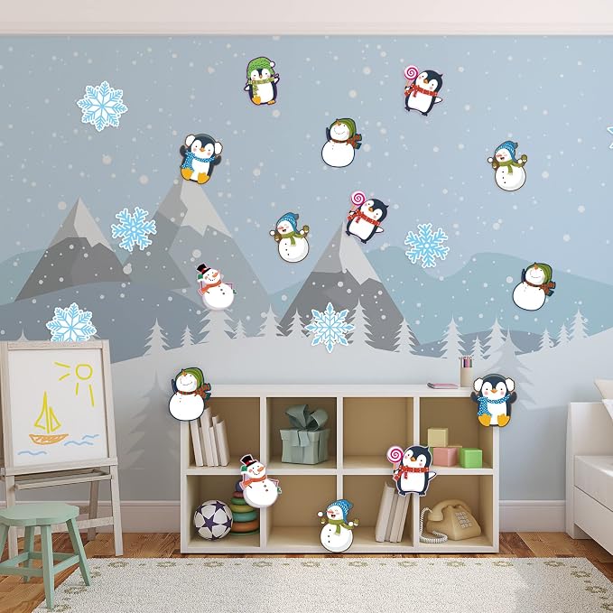 Outus 90 Pcs Winter Cutouts Snowflake Accents Paper Cutouts Name Tags Seasonal