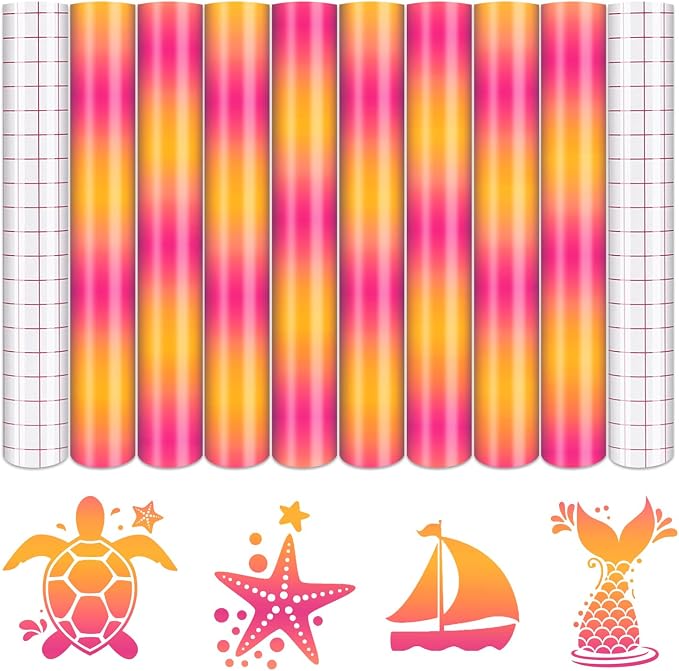 Tintnut Watercolor Permanent Vinyl 8 Pcs12x10in Gradient Adhesive Vinyl |