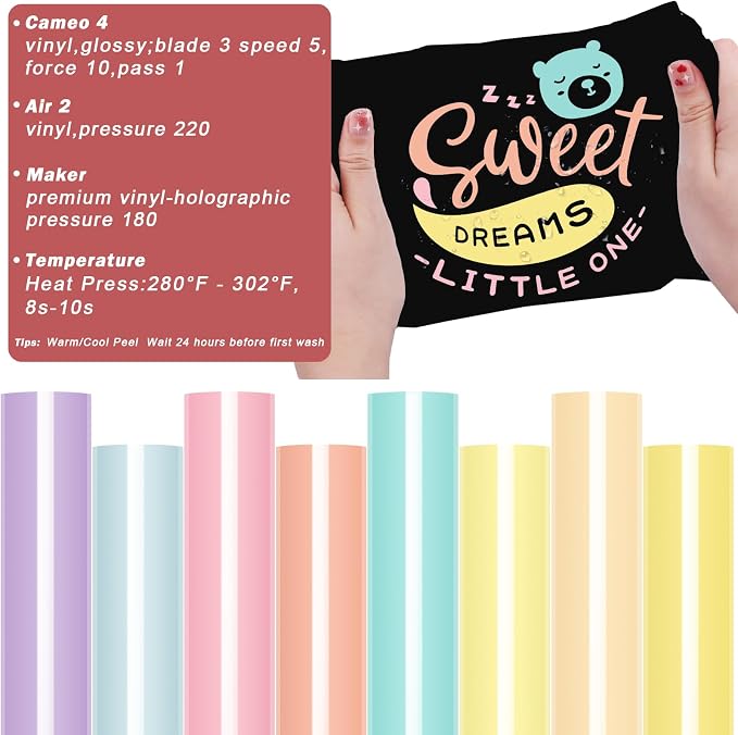 WRAPXPERT Pastel Iron on Vinyl Boho Heat Transfer Vinyl Bundle 12 X 10 in