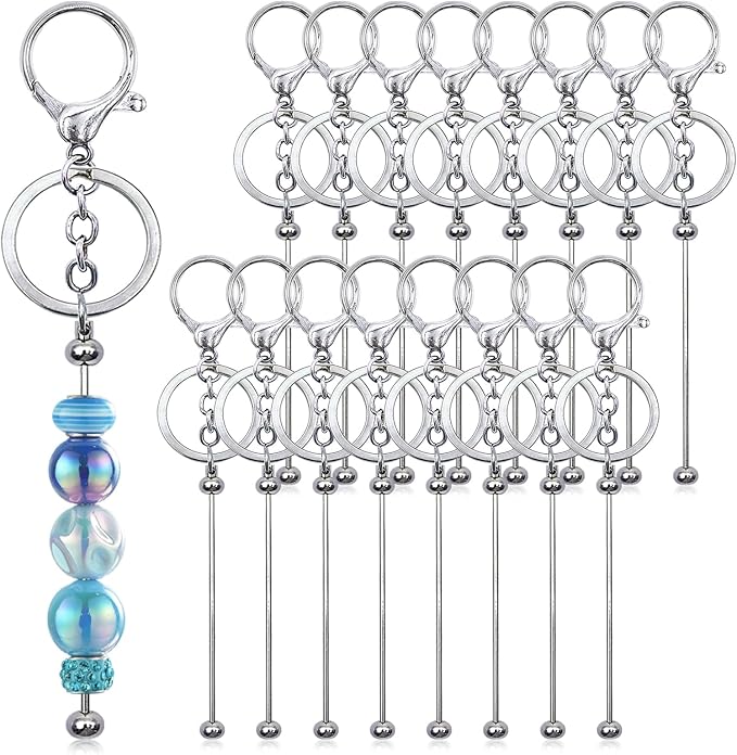28 Pcs Beadable Keychain Bars