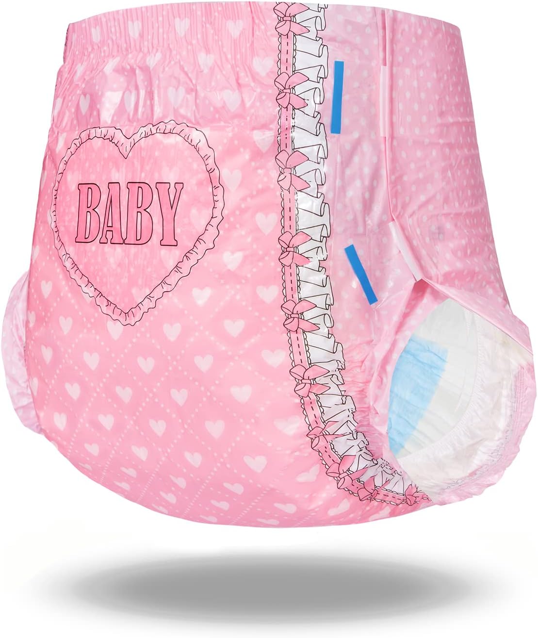 Littleforbig Printed Adult Brief Diapers 10 Pieces - Blushing Baby Pink(XL)