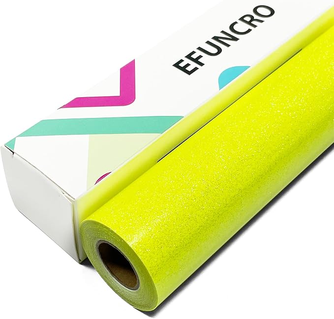 Efuncro- Fluorescent Yellow Glitter HTV Heat Transfer Vinyl